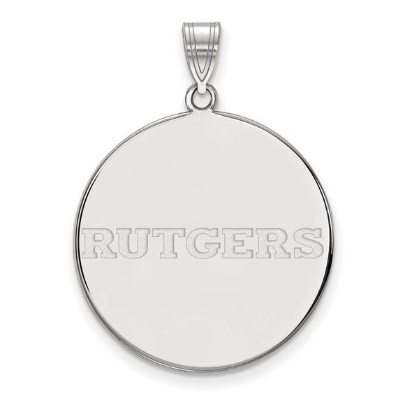 14k White Gold Rutgers XL Script Disc Pendant